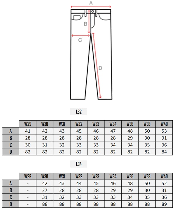 Locarno cipo baxx jeans size table