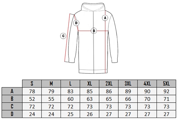 Almighty Carisma Pusero size table