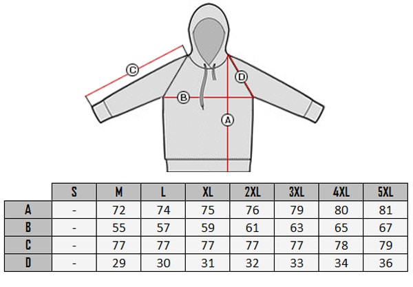 RD Hero Cashmere sweater size table