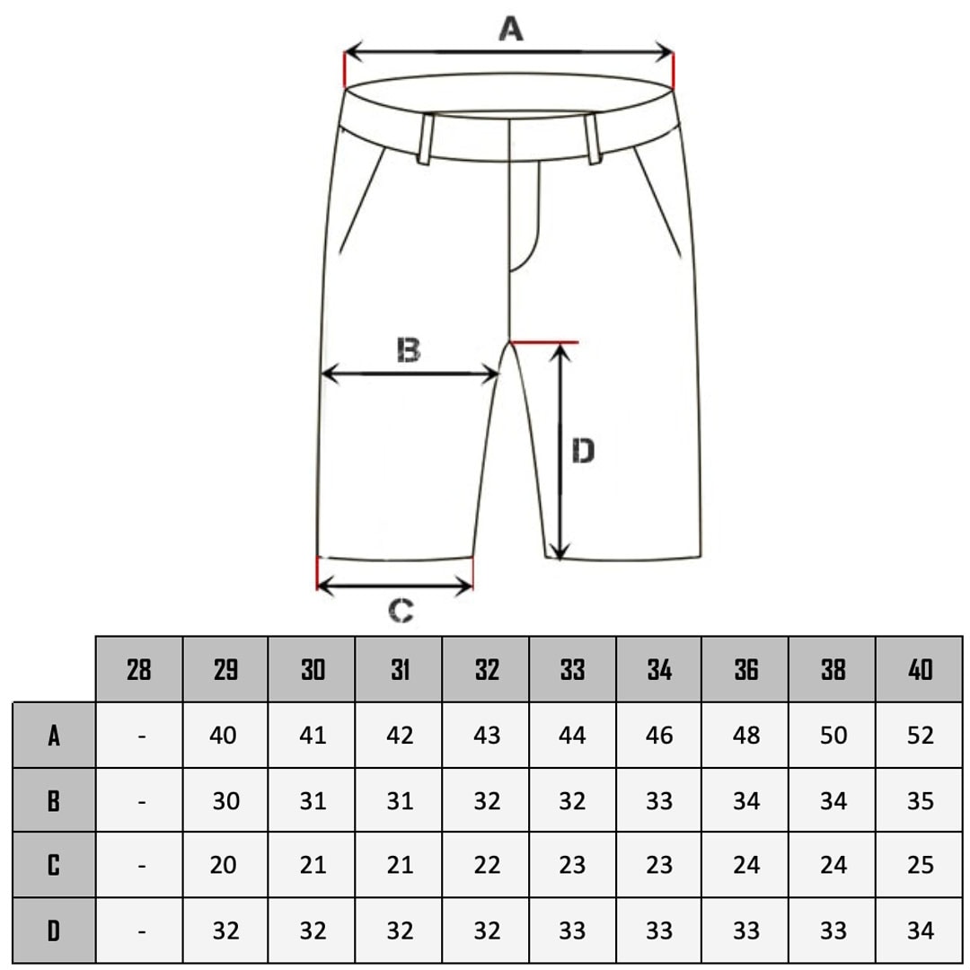 Size chart (in cm) Acacius Cipo & Baxx Shorts