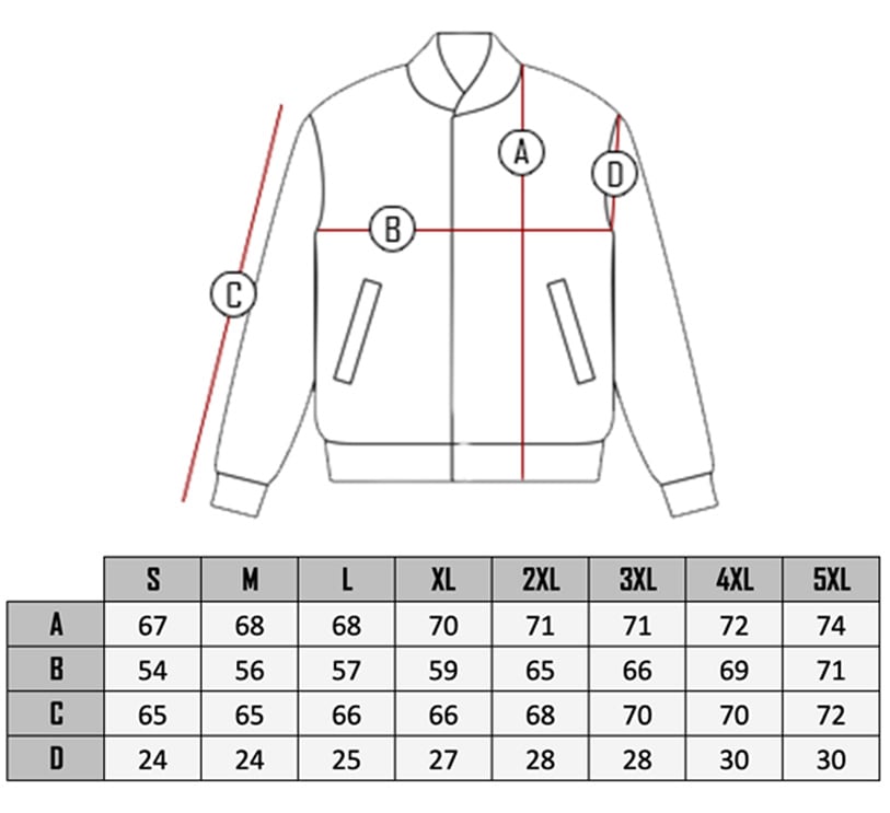 RD Fabriano Blazer size table
