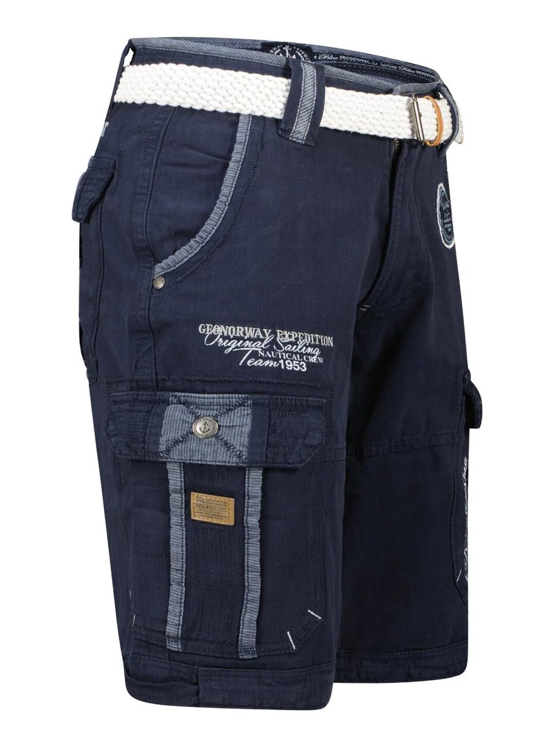 Geo Norway Paillette Cargo Shorts Navy 3.jpg