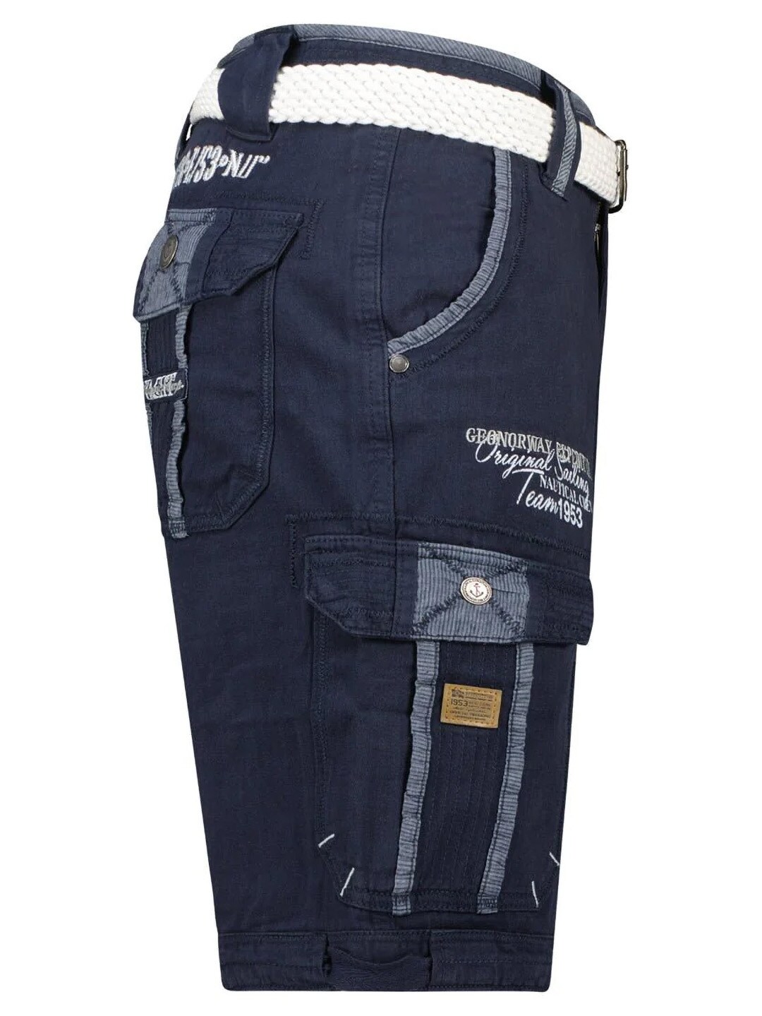 Geo Norway Paillette Cargo Shorts Navy 4.jpg