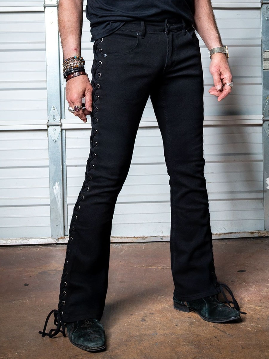 Hellraiser Side Laced Denim Jeans - Black.jpg