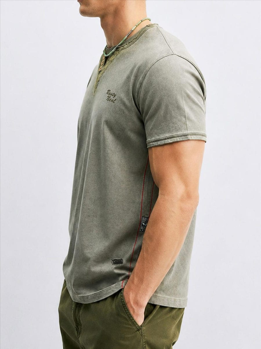 Rusty Neal Logo T-shirt - Khaki 1.jpg