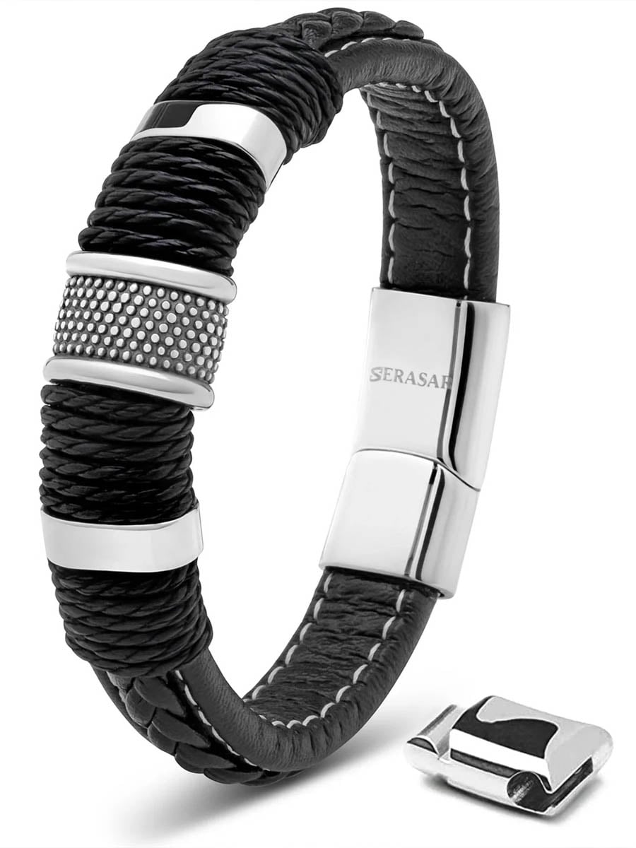 Serasar Ring Leather Armband b028.jpg