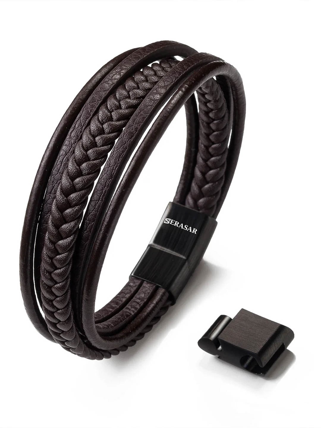 X-B001-brown Serasar Braid Leather Armband.jpg