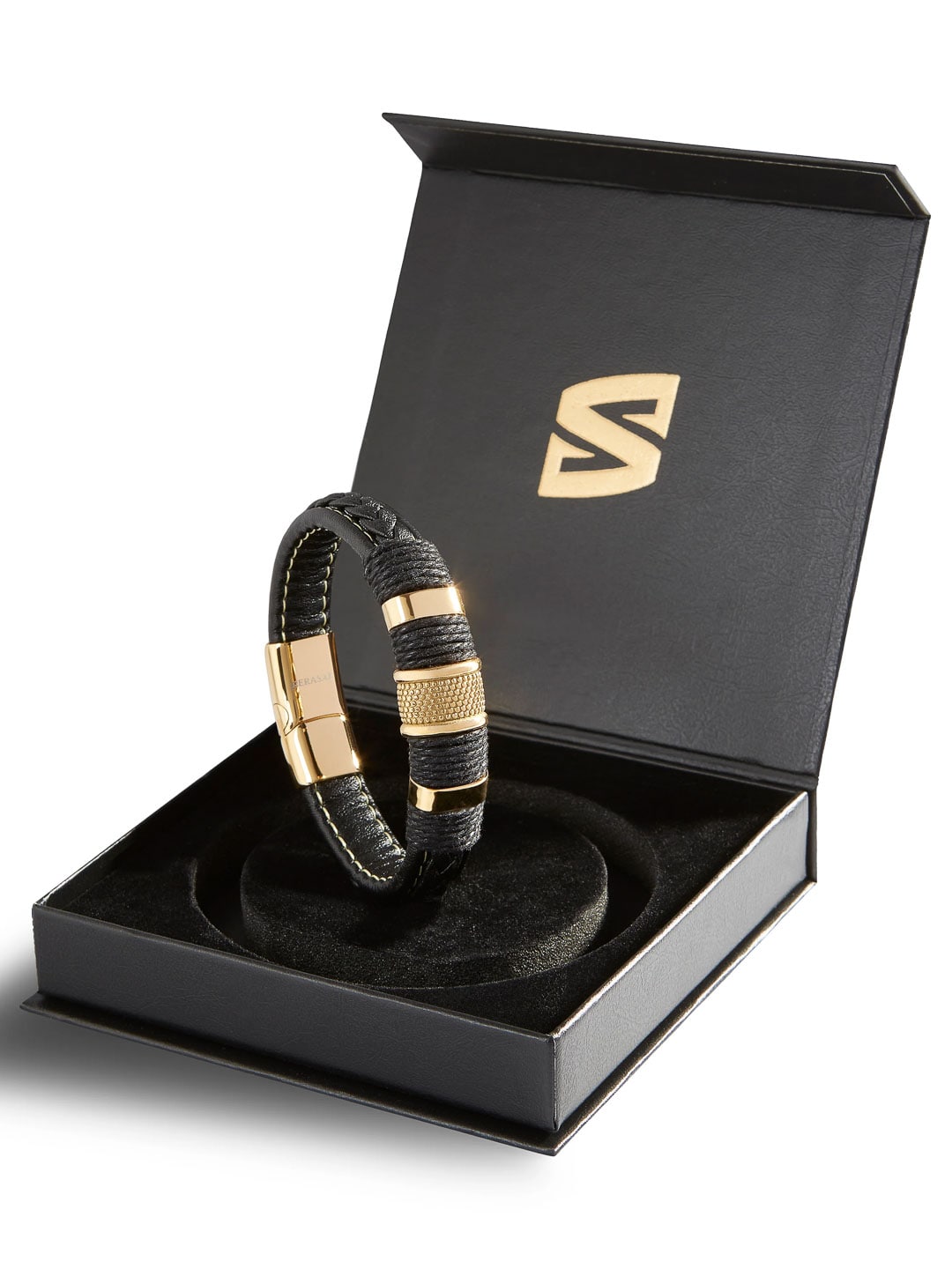 X-B029-gold Serasar Ring Leather Armband 1.jpg
